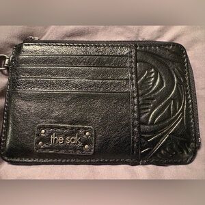 The Sak Iris Genuine Leather Black Tooled Card Wallet Minimalist The Sak Gen